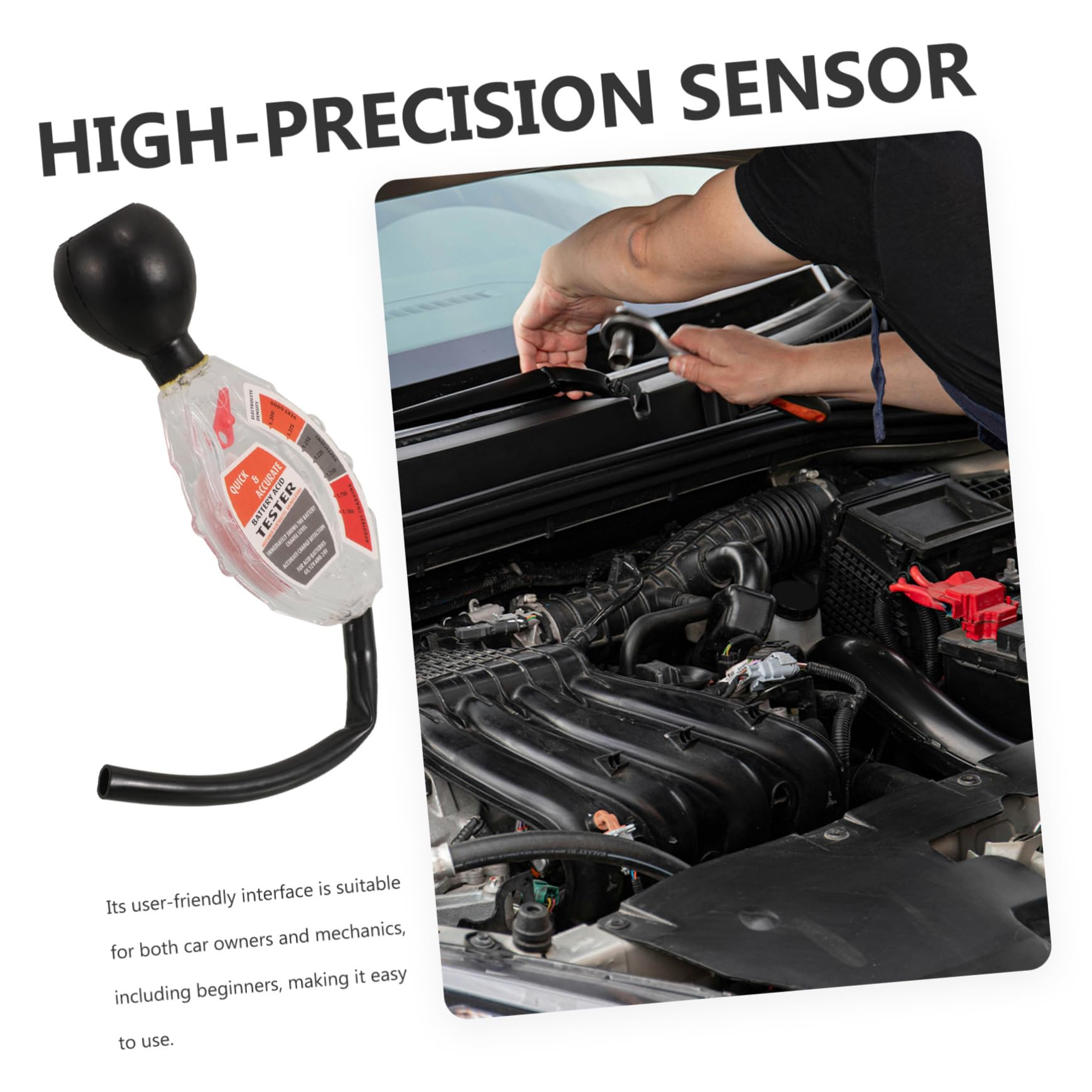 Mikikit Automotive Battery Suction Electrolyte Hydrometer Antifreeze Density Testing Device Compact Battery Tester