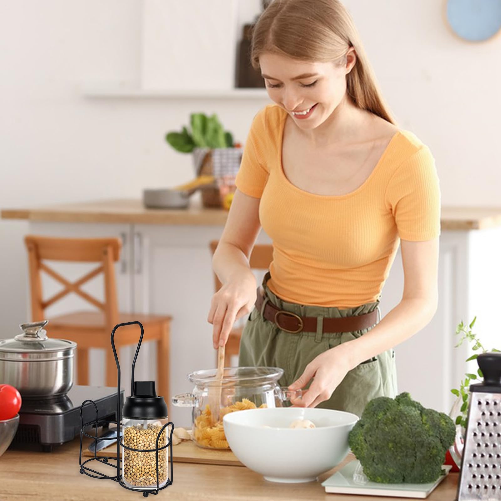 Salt And Pepper Grinder Stand, Manual Stainless Steel Pepper Mill Base, Portable Stand For Kitchen Storage, Storage Bracket Stable Organizer Dining Table Solution For Lovers Friends Family