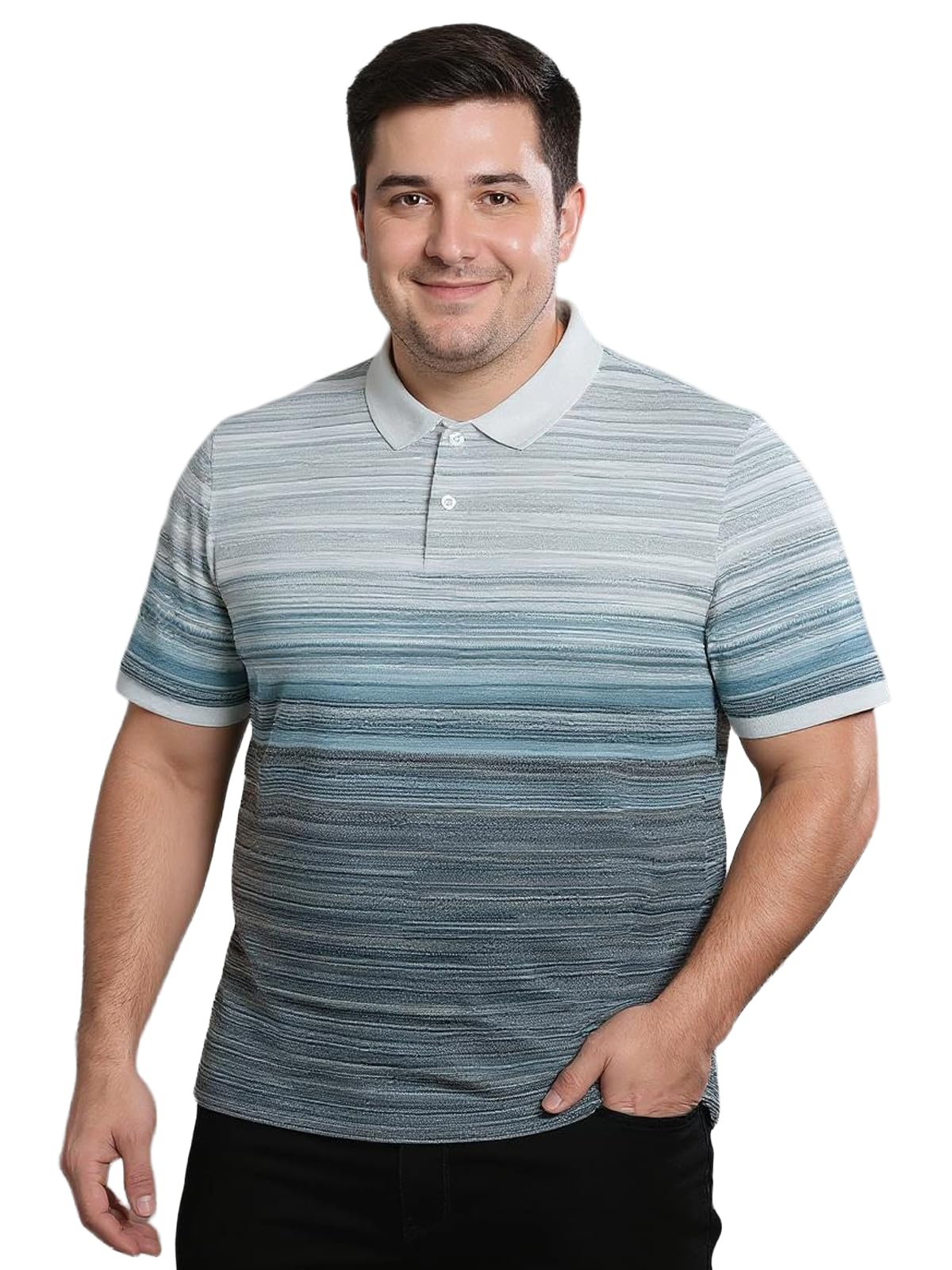 bullmer Trendy Colour-Block/Graphic Printed Collar/Polo Neck Plus Size Tshirt for Men | Men’s Polo T-Shirts in Plus Sizes only-picture-40
