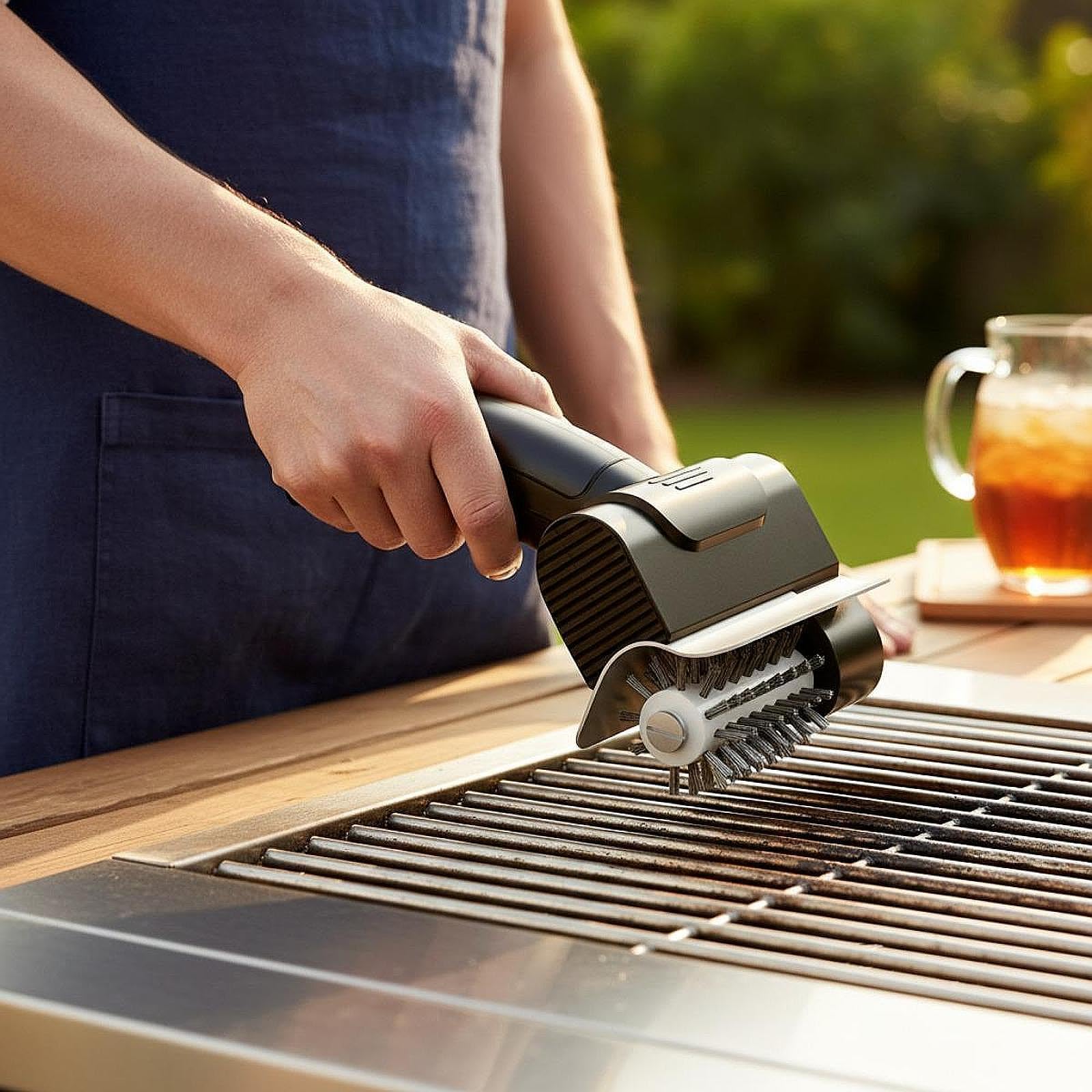 Qianly Cepillo Eléctrico para Parrilla, Práctico Cepillo Limpiador para Barbacoa, Ideal para Planchas de Jardín Y Picnic.