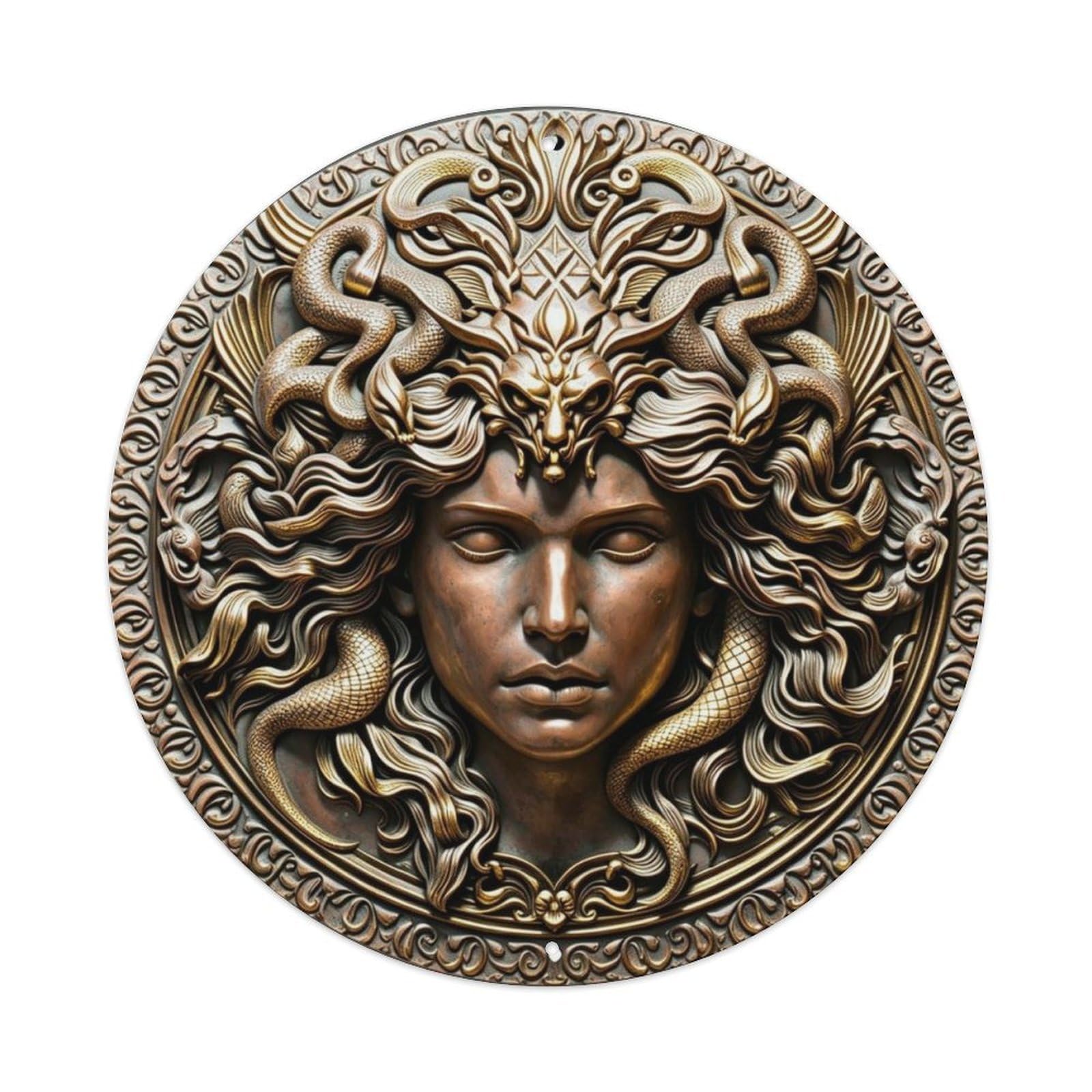 Lvalogy Style Ancient Greek Gorgon Medusa Copper 3D Metal Tin Sign Plaque