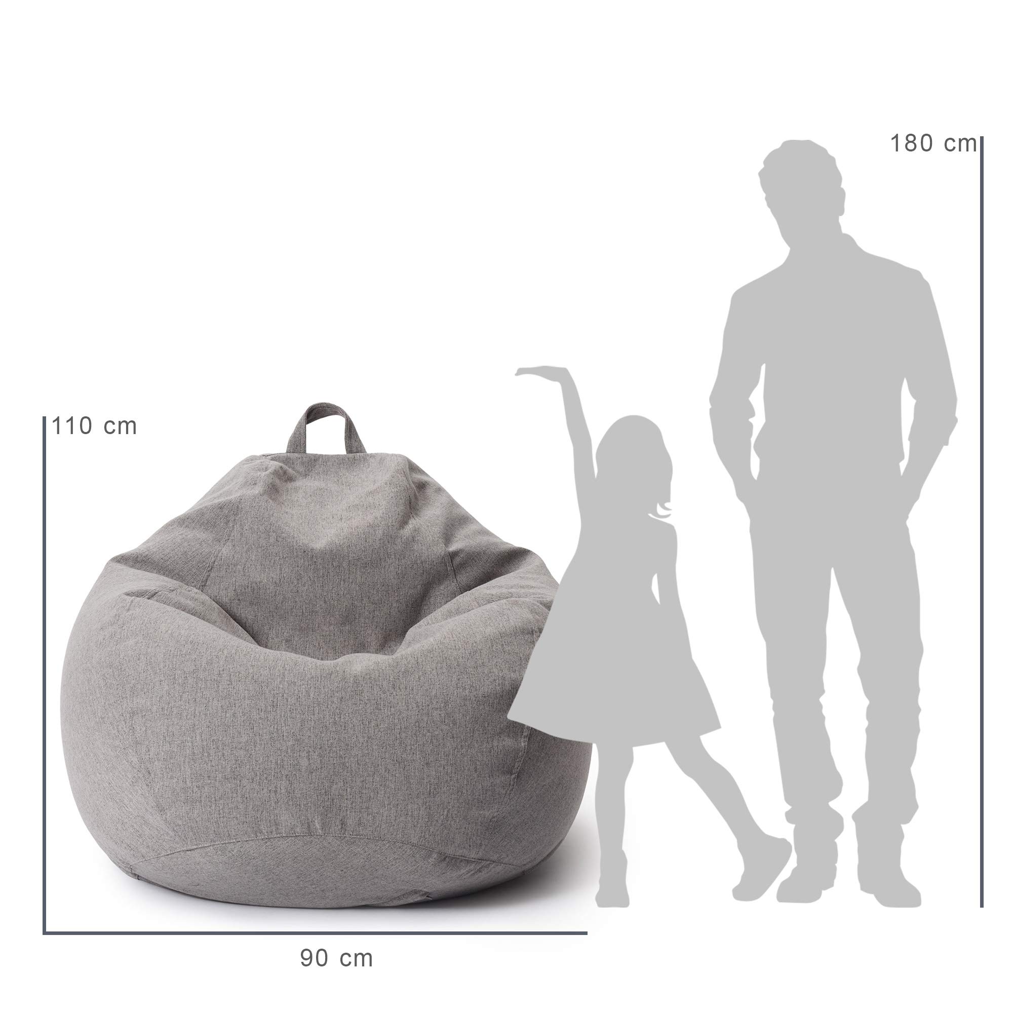 Lumaland Puf Comfort Line | Indoor Beanbag 90 x 110 x 50 cm con más de 1,9 millones de perlas de poliestireno expandibles | Cojín de suelo suave y cómodo | Sillón para niños y adultos | 250 L [gris