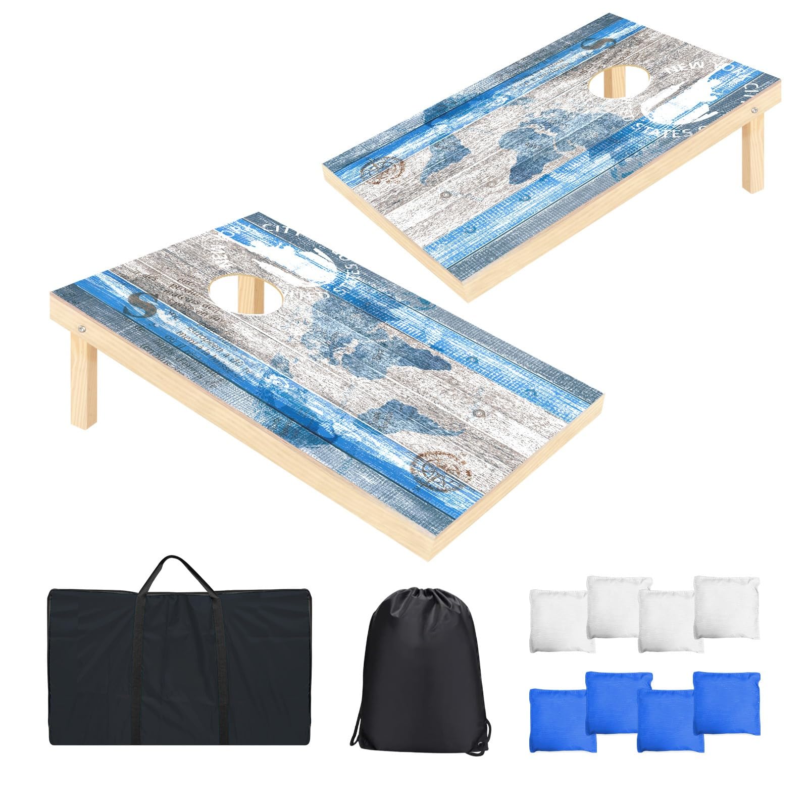 Cornhole Verordnung Größe 91x60cm Massivholz Sackloch Spiel Set mit 2 Corn Hole Boards, 8 Sitzsack, Corn Hole Spiel für Draußen Strand Erwachsene Wettbewerbe Wurfspiel Corn Hole