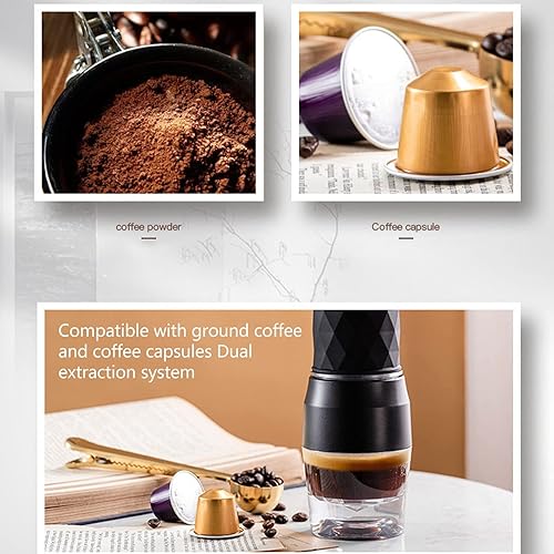 Miniatura 4 de Máquina de café expreso portátil, máquina manual de café de viaje, cafetera de mano Maual compatible con café molido y cápsula de café para