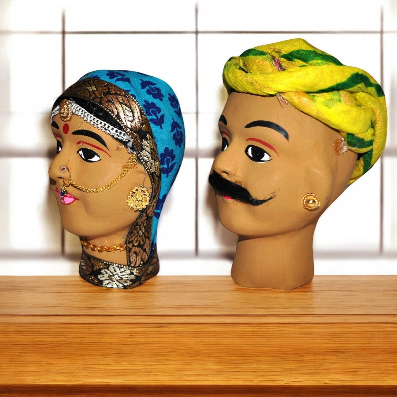 Rajasthani Kaka Kaki Face Kathputli Dhola Maru Set 4 Inch - Ideal for Modern Indian Home Decor-image-11