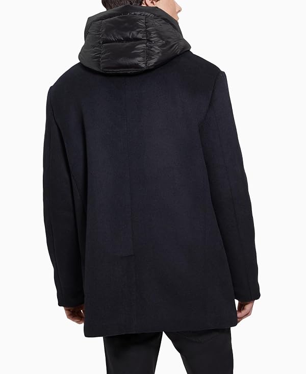 Guess Mens Jeff Double Breasted Peacoat Hooded Quilted, Navy Sea, Small by GUESS - Image 2
