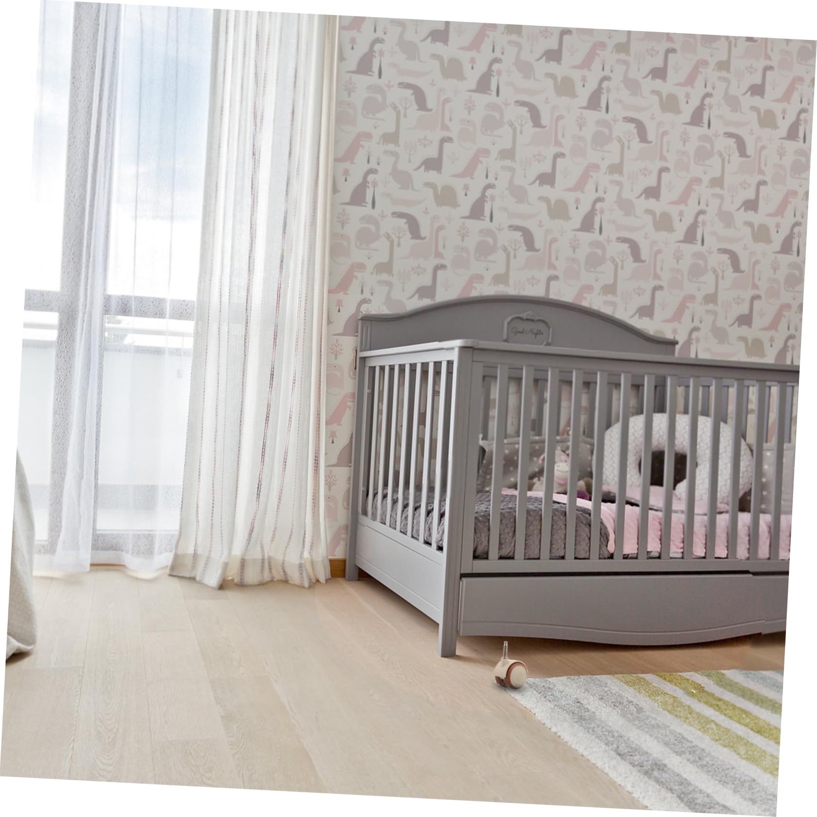 Roulettes Pivotantes en Caoutchouc Frein pour Lit Barreau Bébé, Roulettes Silencieuses à Roue Double, Adaptées pour Meubles et Chariots Beige