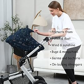 Car Seat Covers for Babies - Multi-use Breastfeeding Cover Carseat Canopy Cover, Infant Stroller Covers for Boys and Girls (Navy Blue Space)