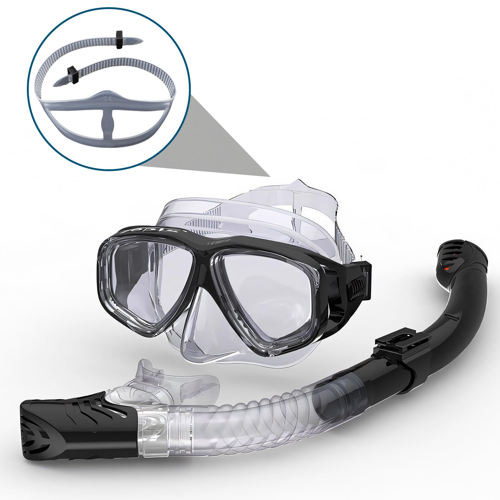 2 Fasce di Ricambio per Maschera Subacquea Unisex Nere, Cinturino Regolabile da 1,8 cm per Maschera da Sub e Snorkeling, Fascia in Silicone ad Alta Elasticità, Senza Odore, per Nuoto e Immersioni