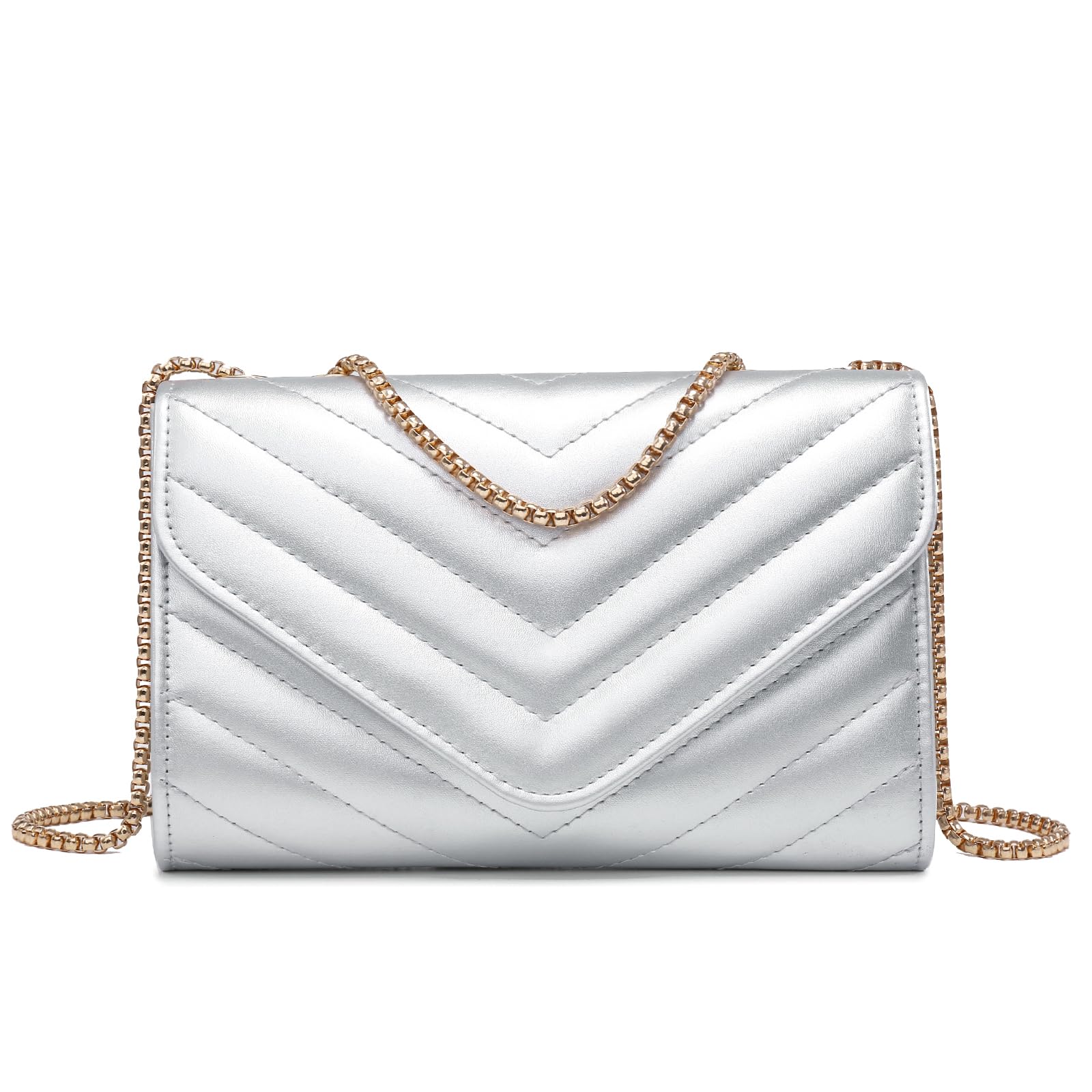 Dasein Women Small Quilted Crossbody Bags Stylish Designer Evening Bag Clutch Purses and Handbags with Chain Shoulder Strap