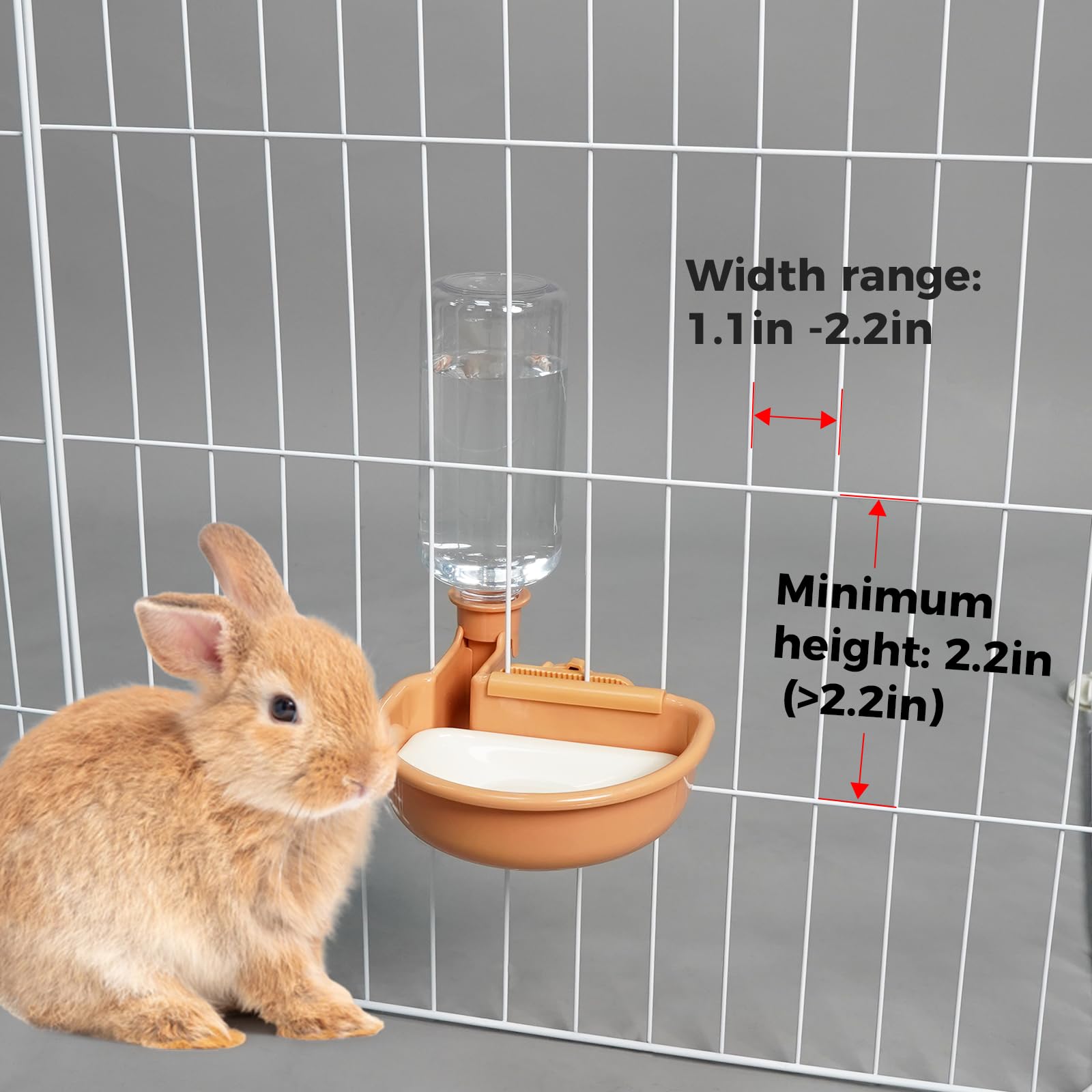 Vannon Butelka na wodę dla zwierząt domowych, grawitacyjna miska na wodę dla psa, dozownik do klatki, zapobiegający przelewaniu, dozownik wody dla małych psów, kotów, królików i innych małych zwierząt
