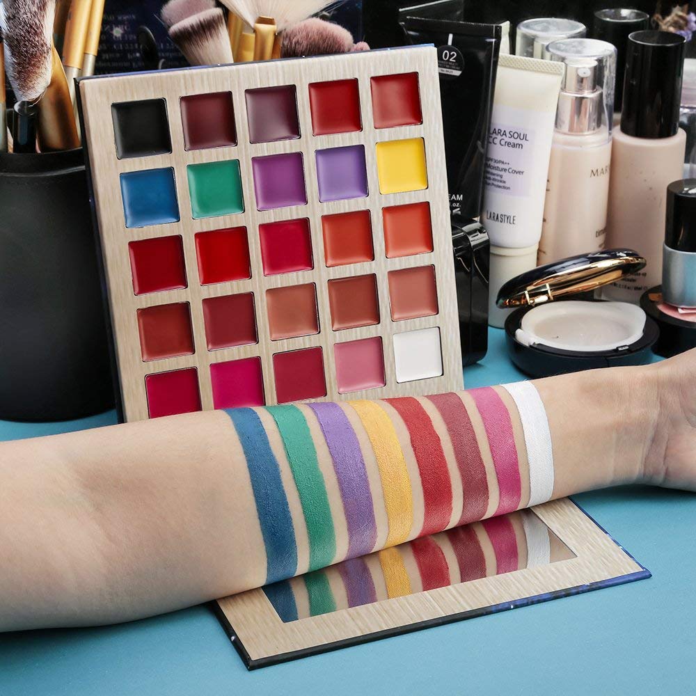 x DELANCI Lipstick Palette, 25 Color Lip Palette, Soft Moisturizing Long Lasting Smudge Proof Matte Lipstick Set, Multishade Cream Lip Gloss Makeup Palette Professional Cosmetic Lip