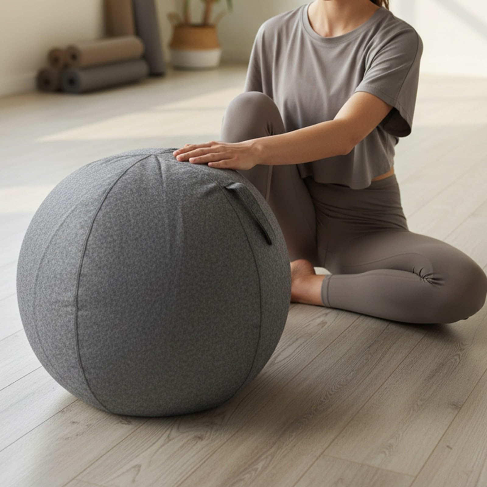 Housse de protection pour ballon de yoga en feutre, manchon de ballon de stabilité, 55 cm, 65 cm, 75 cm, veste en feutre pour ballon de gym, Pilates, boîtier antidérapant pour ballon de yoga (65 cm)