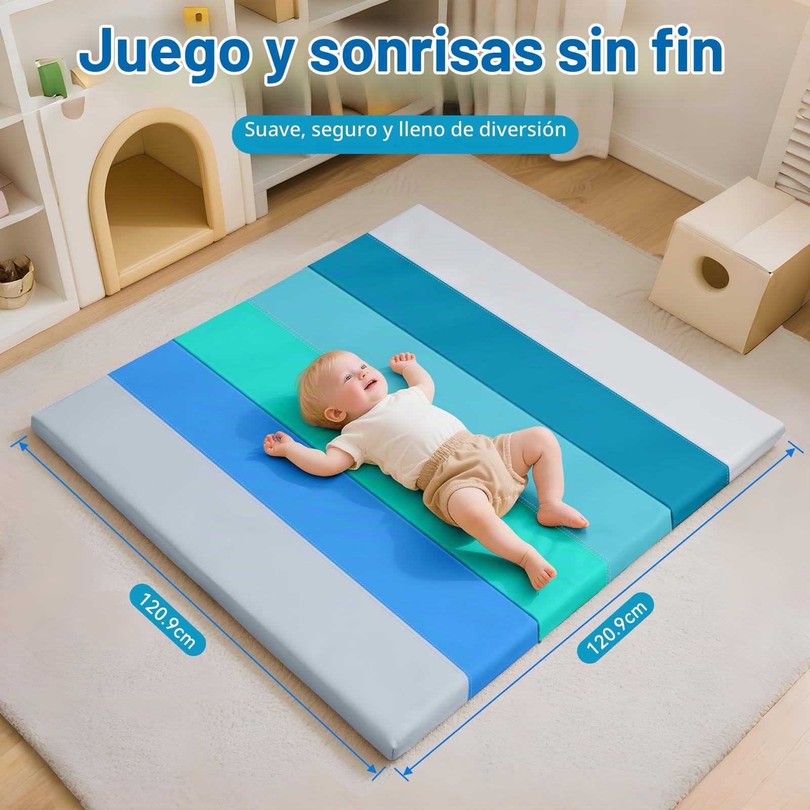 JungleDove Alfombra de Juego Plegable para Bebé de Espuma, Azul y verde