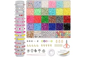 Essential Clay Beads Bracelet Making Kit for Beginners,3800Pcs Flat Heishi Beads with...
