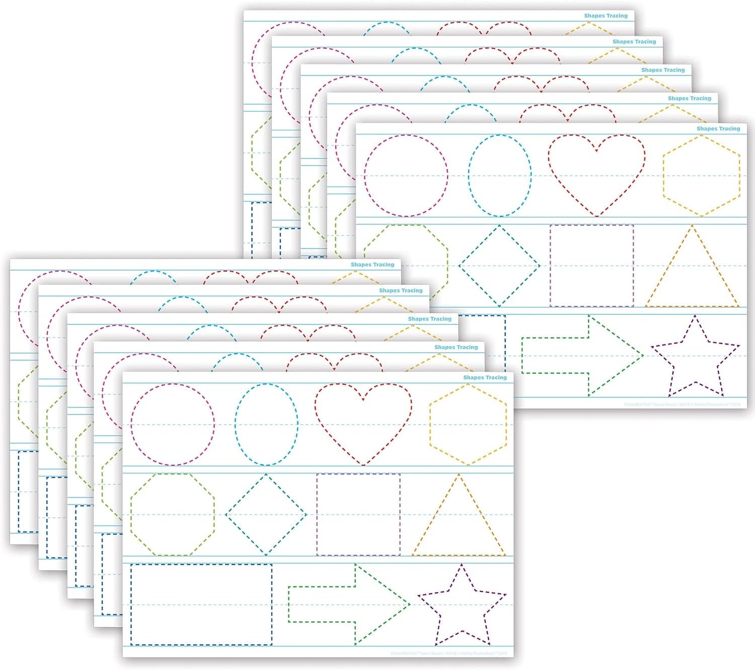 Ashley Productions 10 PACK PosterMat Pals™, Space Savers, 13" x 9.5", Smart Poly™, Shapes Tracing 95318