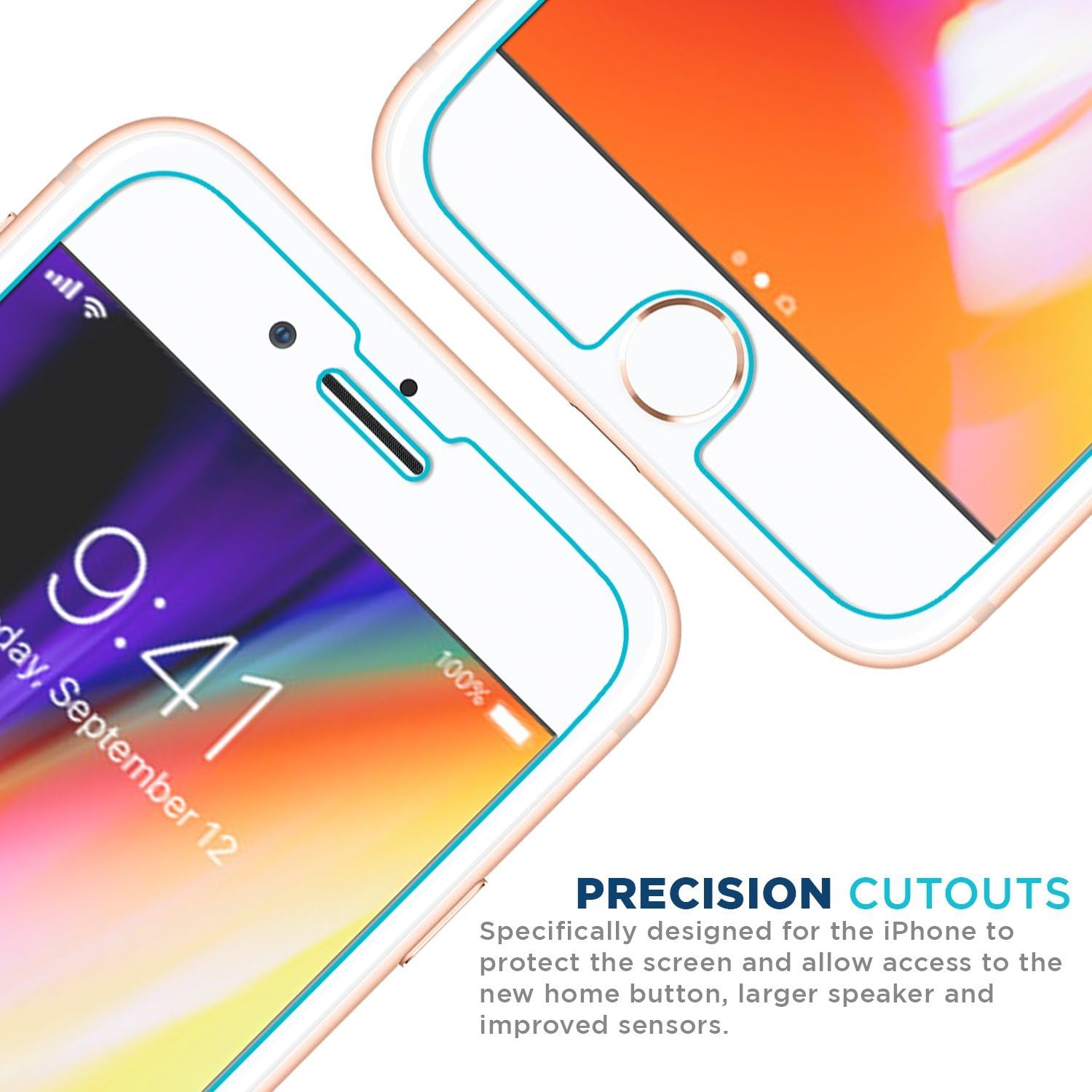Tech Armor Ballistic Glass Screen Protector Designed for Apple iPhone 6, iPhone 7, and iPhone 8 Tempered Glass 3 Pack