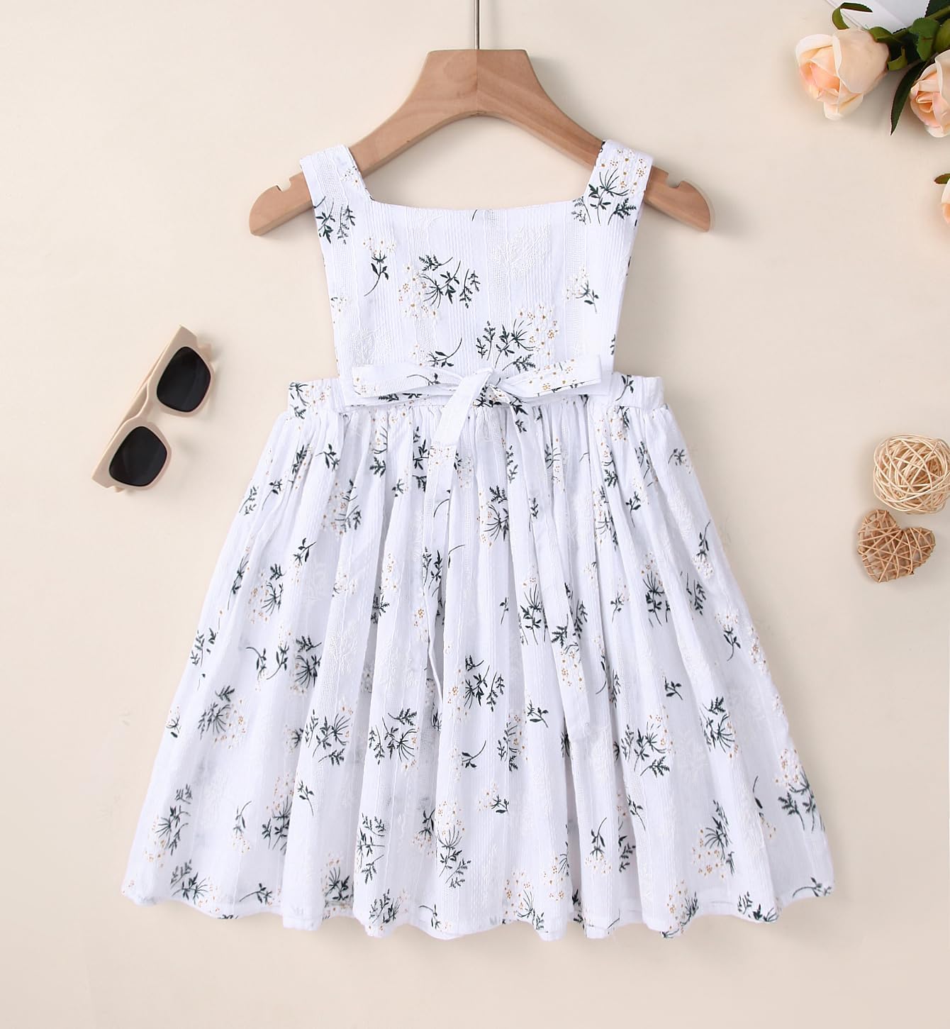 Toddler Girl Cotton Linen Summer Dress Suspender Sleeveless Button Beach Girls Sundress - Image 4