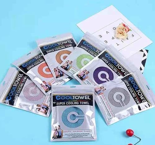 Super Cooling Ice Towel, Instant Cooling, Breathable, Sweat Absorption, Multiple Colours pack of 5