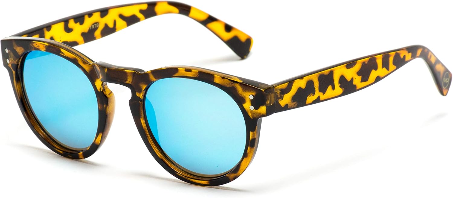 Vintage Inspired Mirror Lens Round Horned Rim Frame Retro Sunglasses