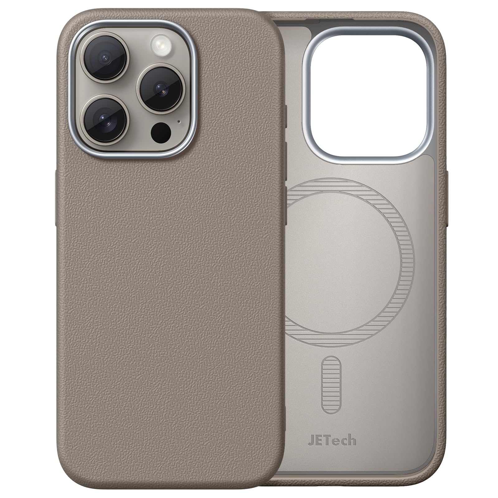 JETech Magnetic Slim Case for iPhone 15 Pro, Natural Titanium | Compatible with MagSafe,…