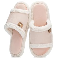 Fuzzy Open-Toe Womens Slippers Suede Slippers Indoor Outdoor with Cozy Memory Foam Non-Slip Ladies House Shoes Sandals Gifts