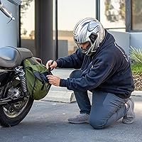 Vista 5 de Nomad USA - Alforjas de lona para motocicleta, ajuste universal fácil y rápido, colocación por encima (Negro)