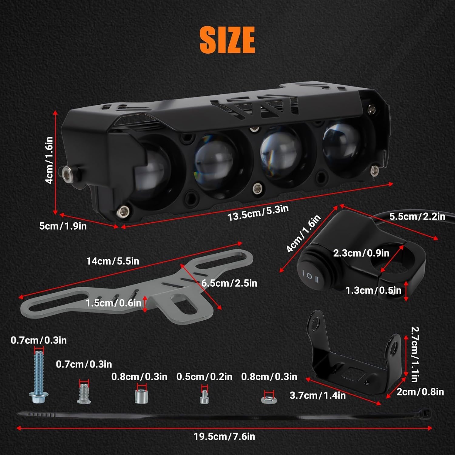 PSLER Dirt Bike Light Bar Universal Dirtbike Light Bar 7/8” Handlebar Headlight kit for CRF110 CRF250F KLX110 TTR110 TTR110E RM85 YZF450