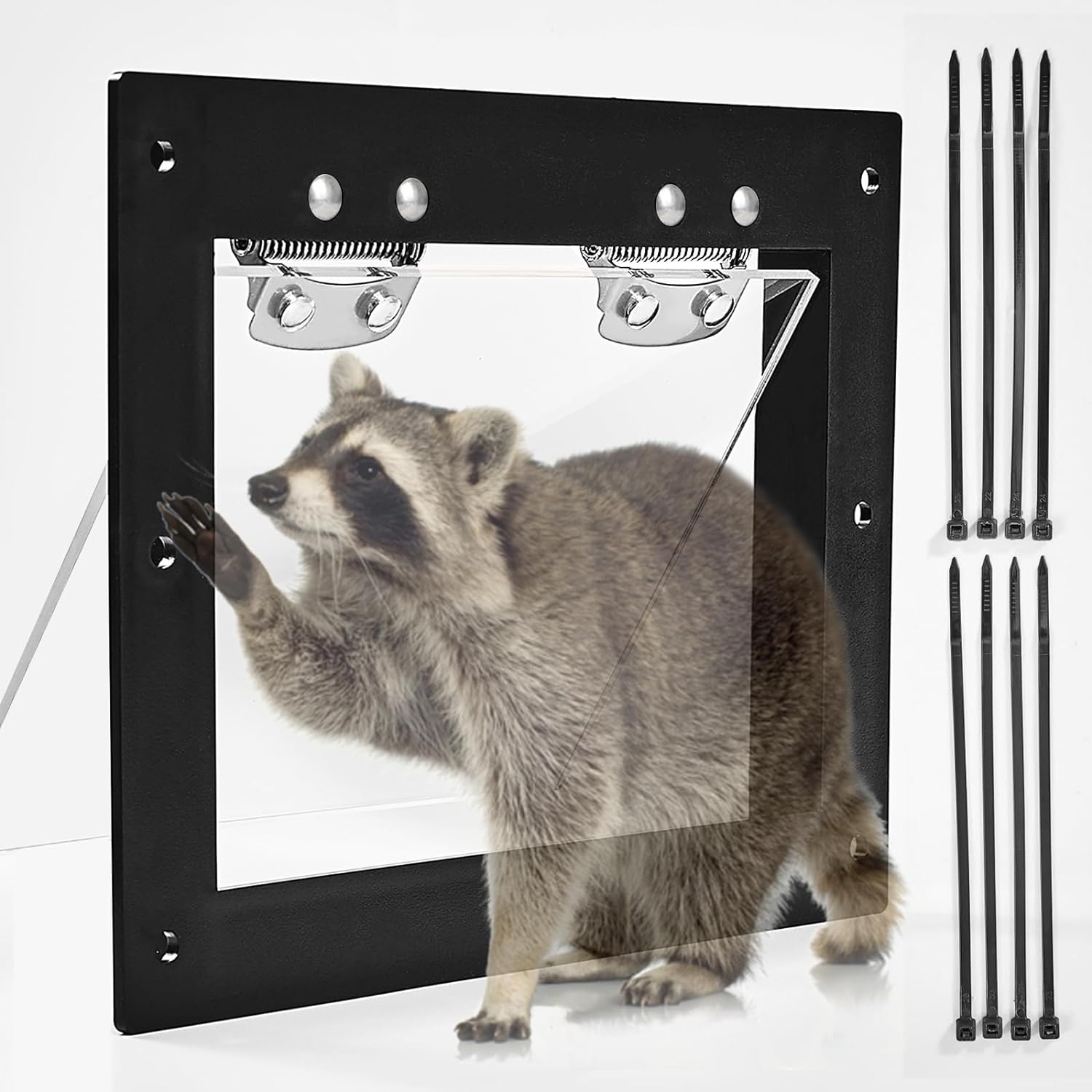 Raccoon One Way Eviction Door, Raccoon Trap Live Catcher, The Raccoon Trap Contactless Excluder for Attics, Under Decks, and Chimneys, DIY Installation(with 8 Tie Tapes)