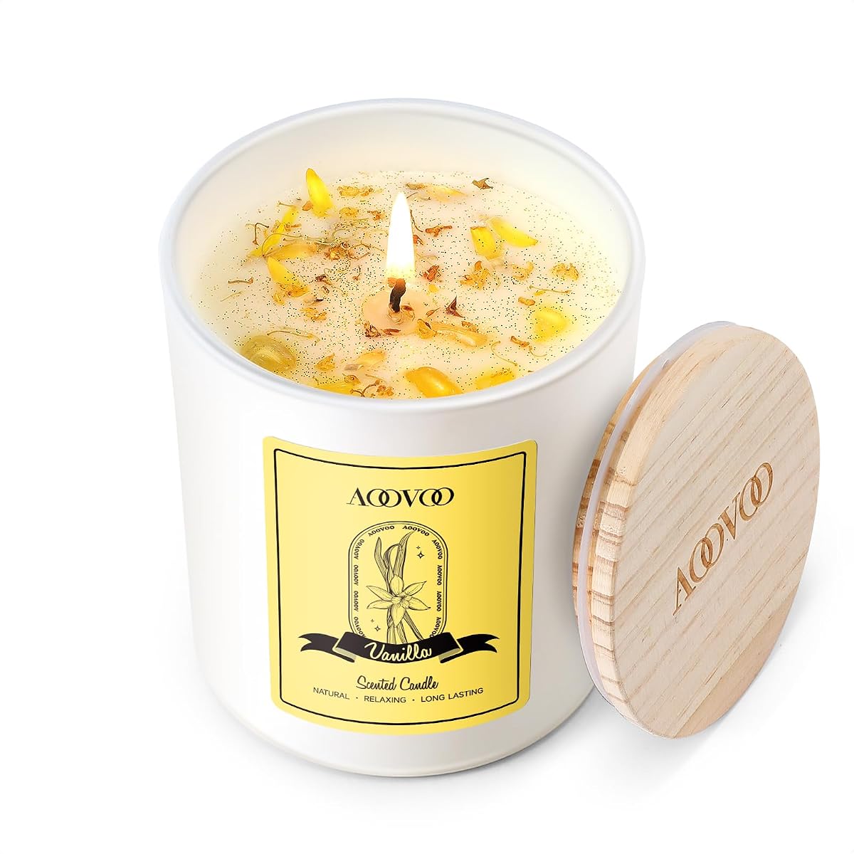 AOOVOO Velas perfumadas de vainilla para mujer – Vela de aromaterapia con cristales en el interior, velas de soja de 7 oz para el hogar, regalos de cumpleaños, vela del día de la madre para mujer mamá