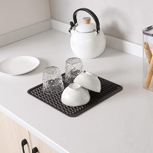 Miniatura 254 de Tapete de silicona para secado de platos para múltiples usos, fácil de limpiar, ecológico, resistente al calor, tapete de silicona para encimera