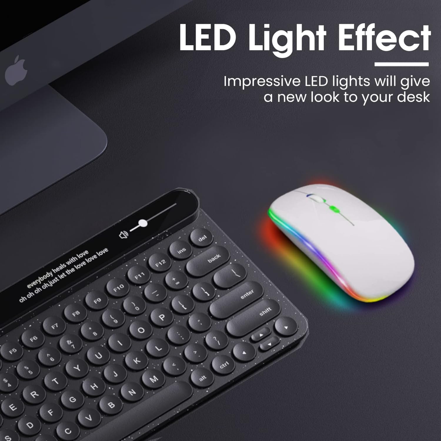 GLOBAL TECH LED Wireless Mouse, Slim Rechargeable Wireless Silent Mouse, 2.4G Portable USB Optical Wireless Cordless Mice with USB Receiver for Laptop, PC, Computer, Mac (White)