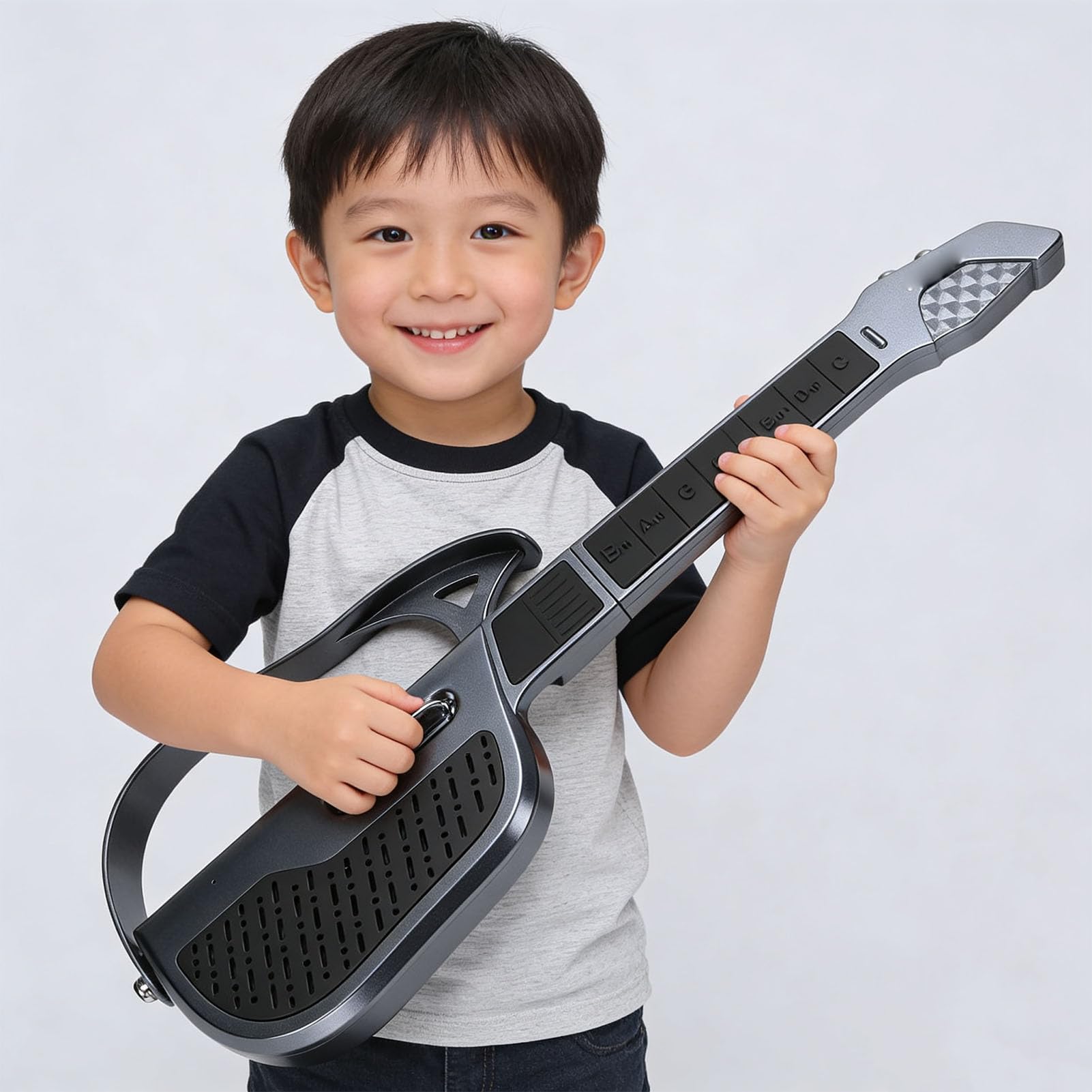 Guitarra sin cuerdas Plegable de Ajuste Automático Inteligente Tono para Niños para Principiantes, Instrumento Musical de Guitarra Juguete Portátil Ideal para Jóvenes Músicos, en