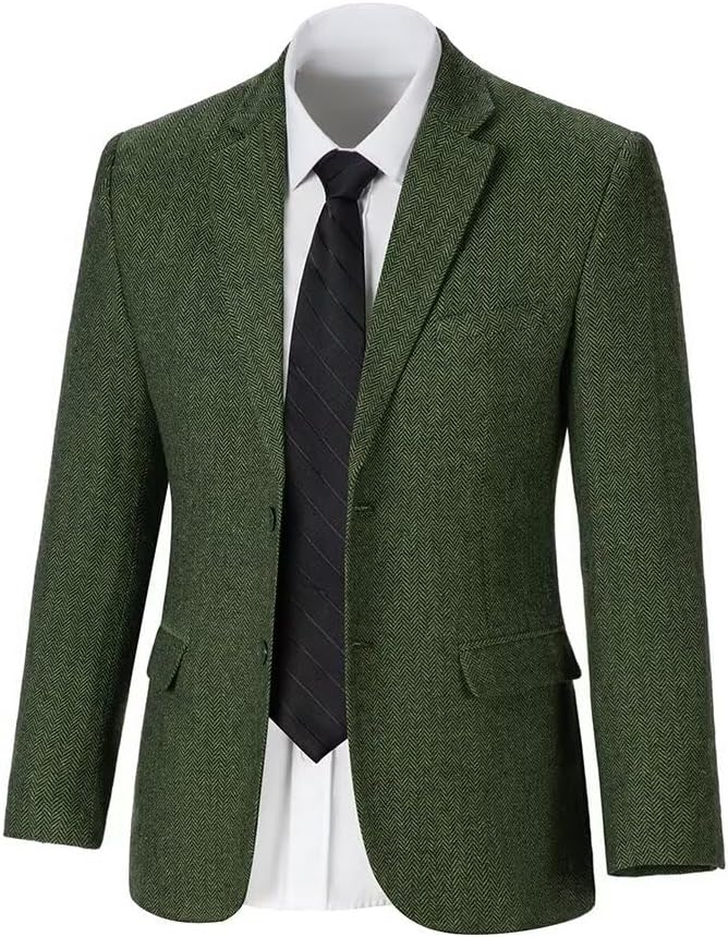Boys Suit Tweed Herringbone 2 Piece Suits Slim Fit Blazer+tie，Formal Tuxedo for Kids Prom Danc