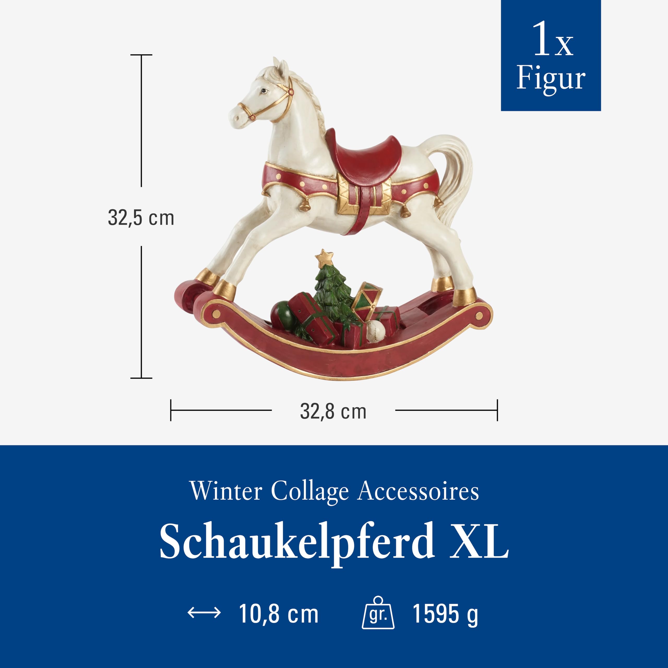 Villeroy & Boch - Winter Collage Schaukelpferd XL Rot, Weihnachtsfigur, Winterdeko, Weihnachtsdeko, Dekoartikel, Deko Weihnachten, Weihnachten Dekoration, Xmas, Kunststoff, Polyresin