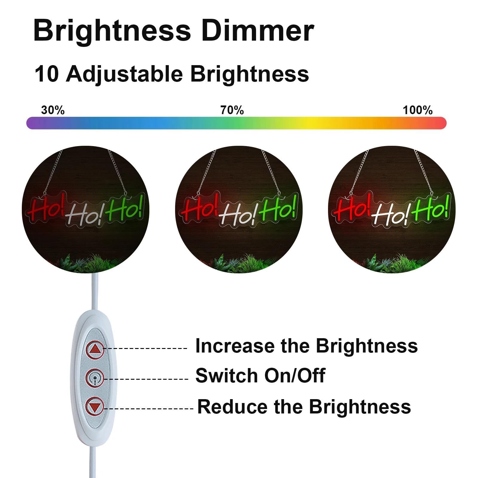 Luz de Diseño de Digital Letrero De Neón LED HO, HO, HO, Luz De Decoración De Pared Alimentada Por USB Para Dormitorio, Bar, Sala De Juegos, Fiesta, 12.5cmx40cm