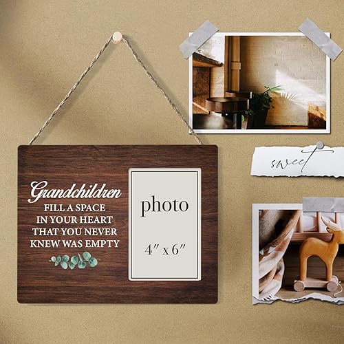 Miniatura 4 de Regalos para el abuelo y la abuela, regalos para abuelos, marco de fotos de madera rústica para abuelas (para fotos de 4 x 6 pulgadas)
