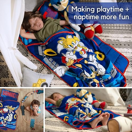 Miniatura 3 de Sonic The Hedgehog - Tapete suave para siesta de 21 pulgadas de ancho x 45 pulgadas de largo, con almohada y manta, perfecto para preescolar,