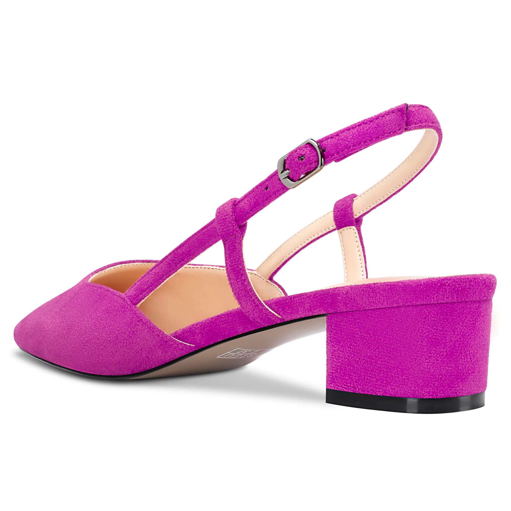 HEUIVZAR Mujer Pumps Cuadrada Punta Gatito Bajos Ancho Chunky Heel Slingback Ante Dress Zapatos Vacaciones Cute de Boda 3.5 CM