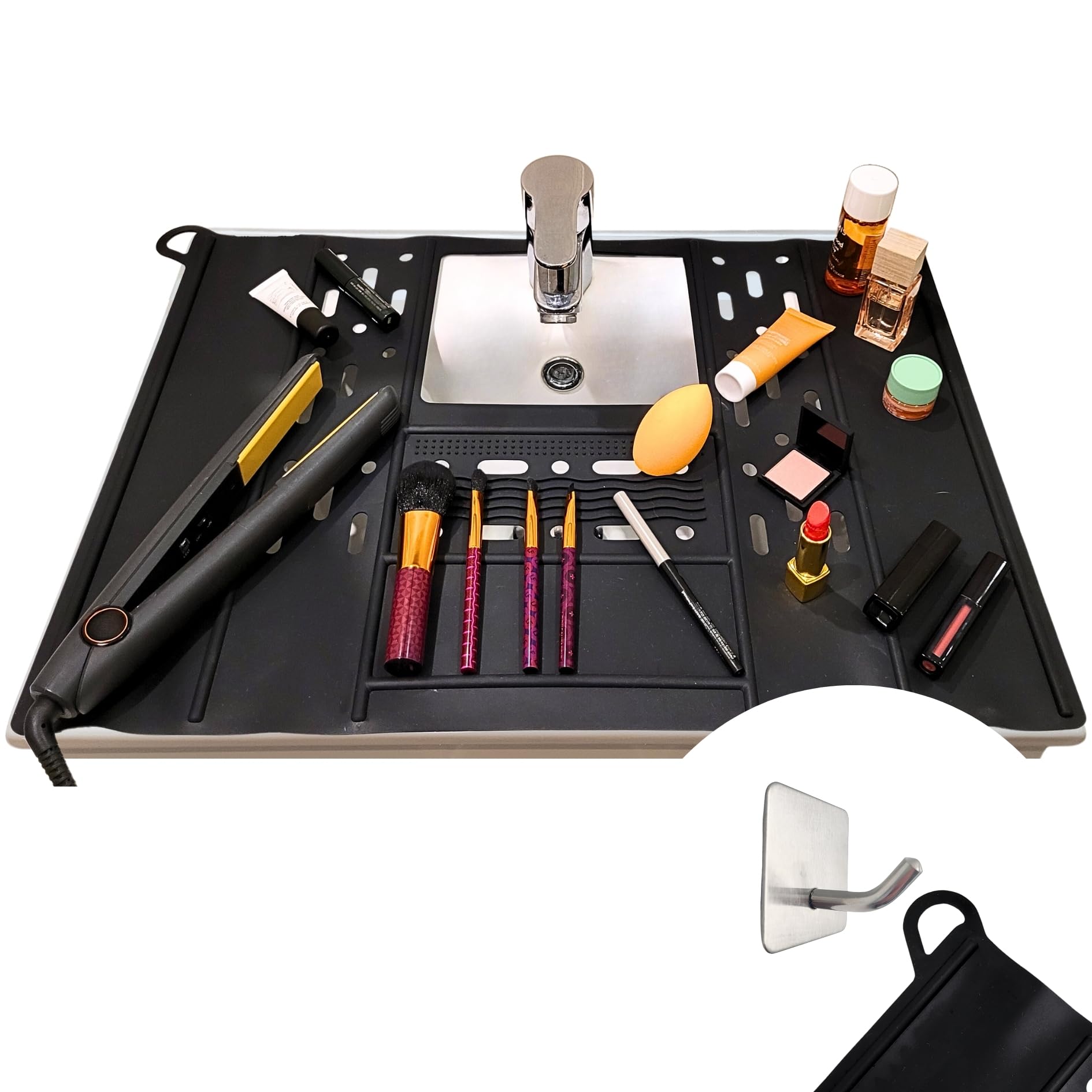 Amazon.com : Bathroom Sink Cover for Counter Space with Hanging Hook ...