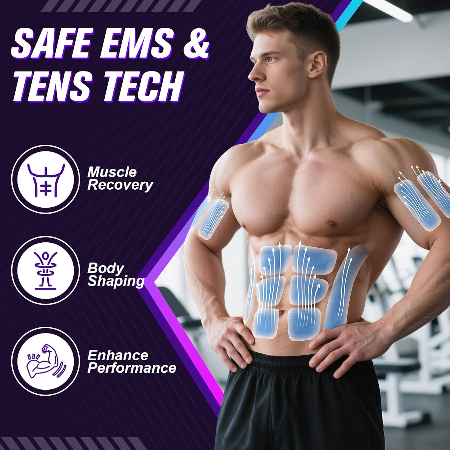 Electronic Muscle Stimulator With Tens &Amp; Pms, Ab Belt Stimul...