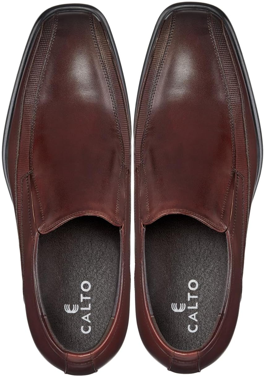 CALTO Men's Invisible Height Increasing Elevator Shoes - Dark Brown Leather Slip-on Super Lightweight Formal Loafers - 3 Inches Taller - G60125 - Size 8 D(M) US - Image 6