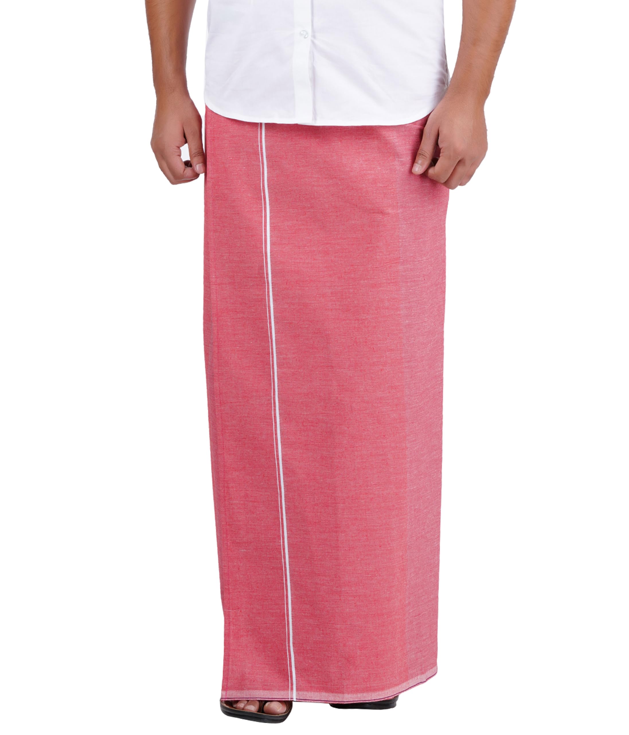 Prakasam Cotton Mens Premium Kfc Plain Welcro Pocket Dhoti (Kfc-Pln-Pink)