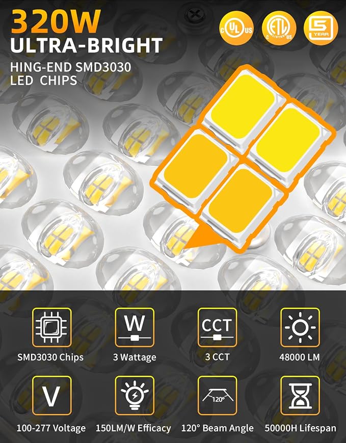 Luz LED para Estacionamiento 320W Ajustable IP65 miniatura 2