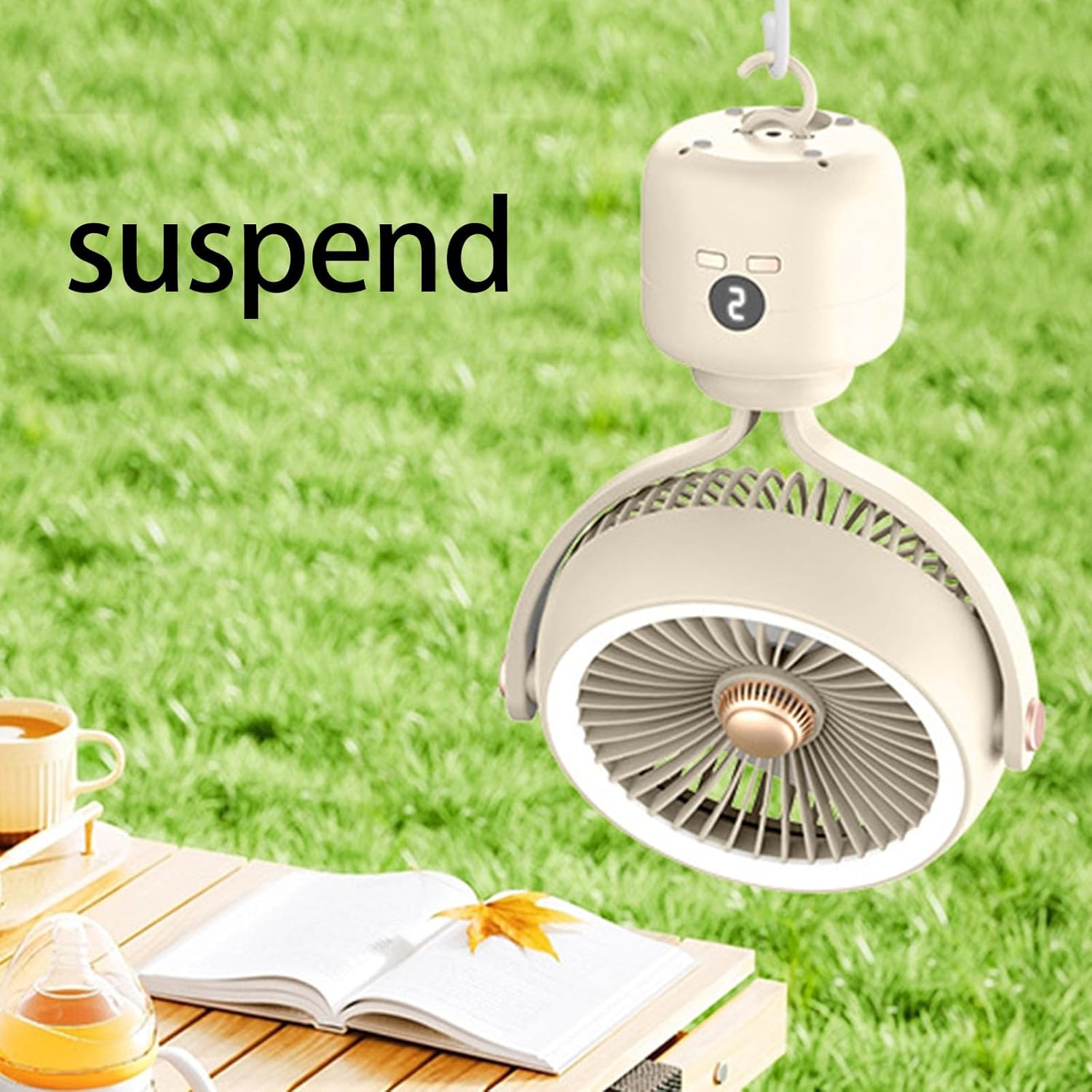 Fans, Tripod Desk Fan USB Rechargeable for Camping and Outdoor Activity Battery Operated Fan with LED Light Cooling Device