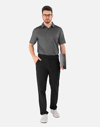 Mens Golf Pants Stretch Classic Fit Dress Pants 30/32/34 Quick Dry 6 Pockets Water-Resistant Casual Trousers