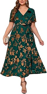 Women's Velvet V Neck Wrap Semi Formal Dress Cocktail Party Maxi Dress for Wedding Guest