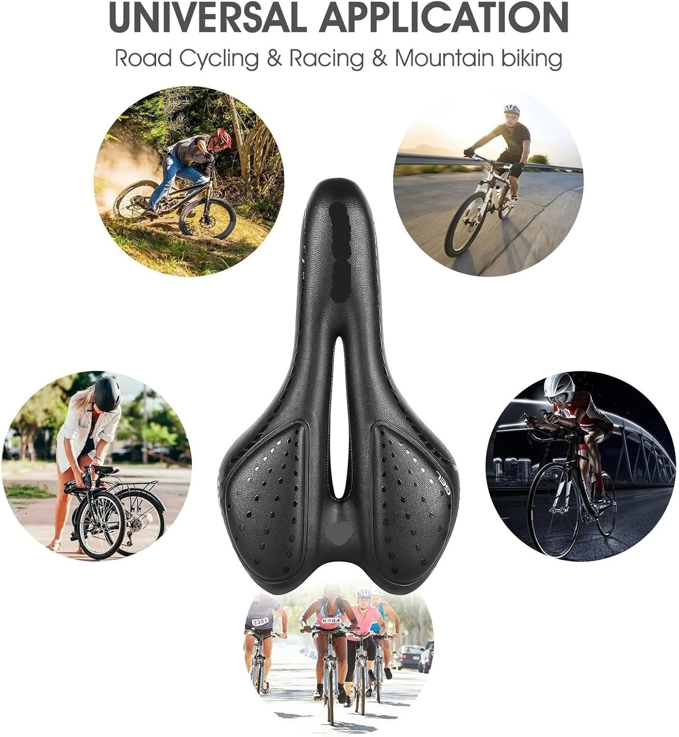 Bike Saddle MTB Mountain Road Bicycle Seat PU Leather Gel Painless Cycling Cushion Comfortable Shockproof Riding Parts