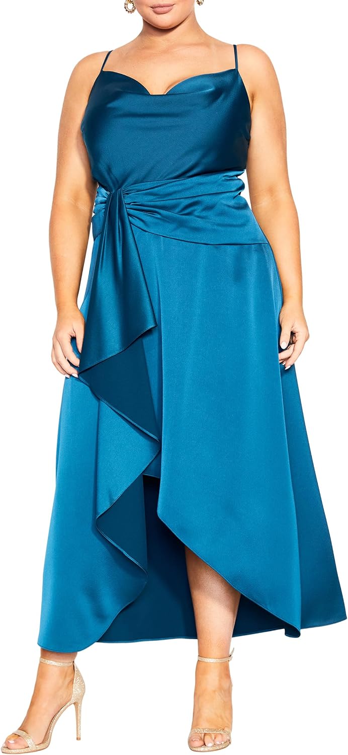 City Chic Plus Size Dress - Simplicity Faux Wrap Midi