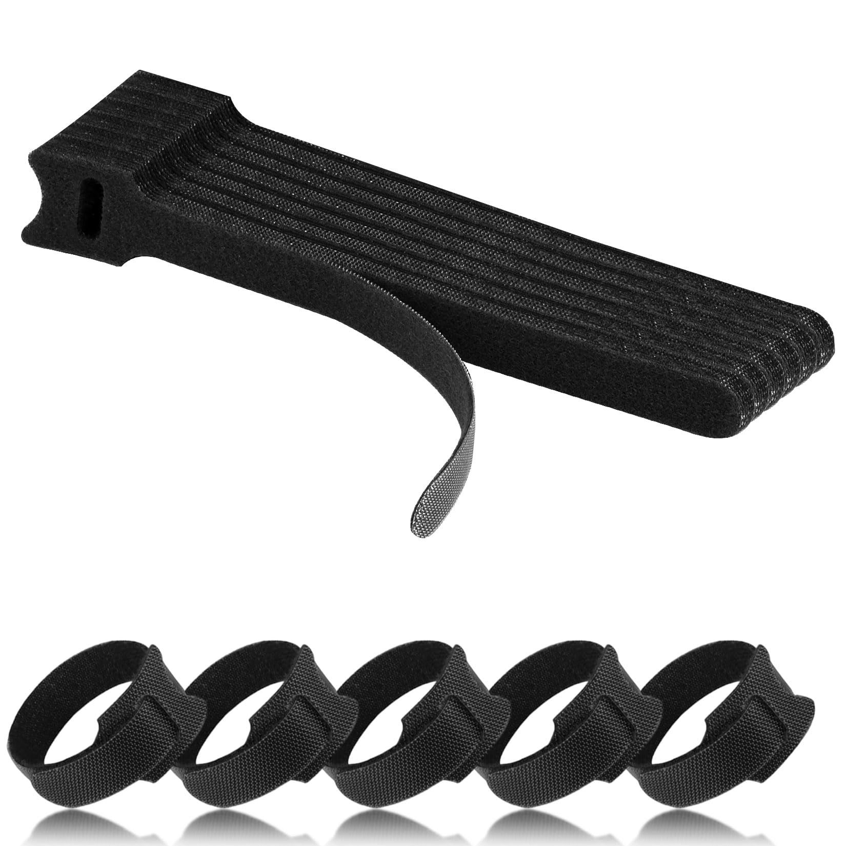 50 pcs reusable cable ties for cords, 6" hook and loop adjustable cord straps, reusable zip ties, wire organizers for cords electrical cord management office home computer pc cable management(black)